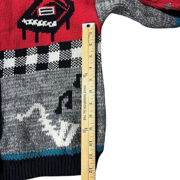 Vintage Sweater Loft Abstract Piano Music Knit Cardigan 80s 90s Art Sweater Med - Picture 7 of 9